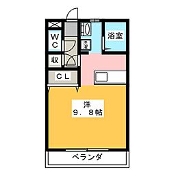 ロックフィールド ワンルームの間取図画像