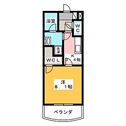 ラ・スリーズ 1Kの間取図画像