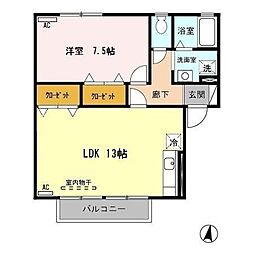 ルミエール池田 1LDKの間取図画像