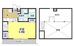 LA・KANA 1Kの間取図画像