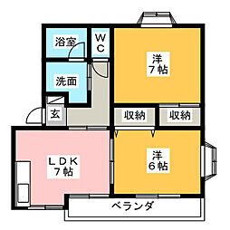 ドレミ1 2DKの間取図画像