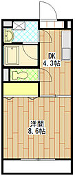 アプリ1 1DKの間取図画像