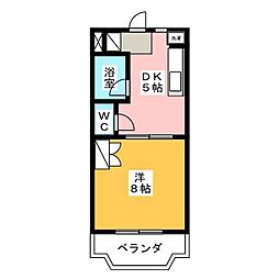 ヴィラ楠の宮1 1DKの間取図画像