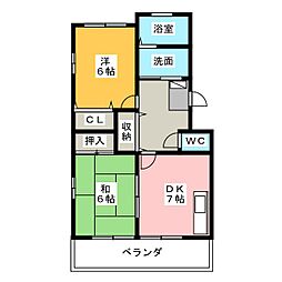メゾンド・ラ・ファール 2DKの間取図画像