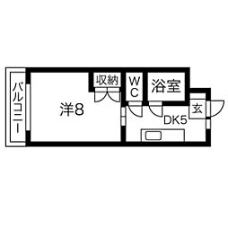 マンションリーフ2 1DKの間取図画像