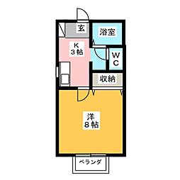 コータス葵 1Kの間取図画像
