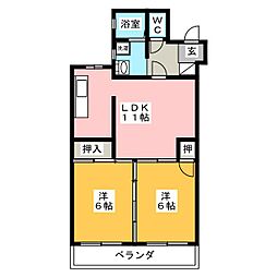 井の口ハヤカワ 2LDKの間取図画像