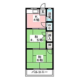 コーポ今嶺 2Kの間取図画像