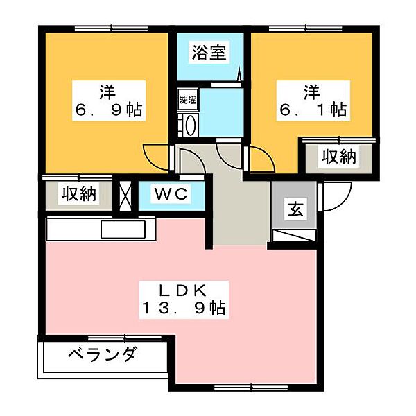 PRASIR ｜岐阜県羽島郡笠松町長池(賃貸アパート2LDK・2階・59.76㎡)の写真 その2