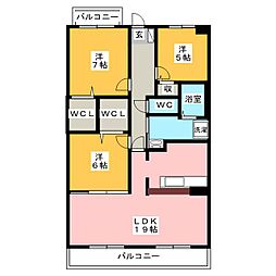 ハイツ南 3LDKの間取図画像