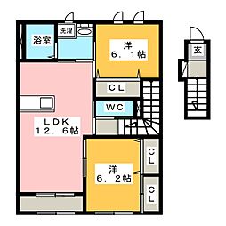 ユニヴァリィ・ハイ 2LDKの間取図画像
