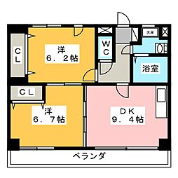 エミュールアサイ 2DKの間取図画像