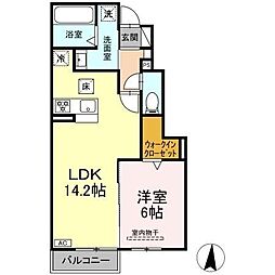 セレスティア岐南 South 1LDKの間取図画像