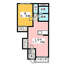 メゾンセレストA 1LDKの間取図画像