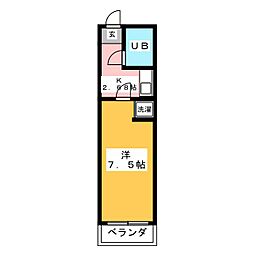 第2岐阜県ビル 8階1Kの間取り