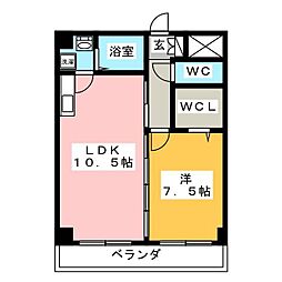 ＣＡＬＭ21 4階1LDKの間取り
