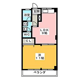 ハイムＥ 4階1LDKの間取り