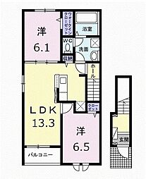 パインフィールドII 2LDKの間取図画像