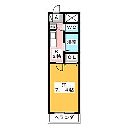 プラスオーツービル 1Kの間取図画像