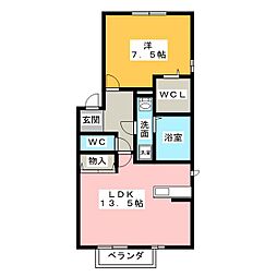 リビングタウン下奈良 1LDKの間取図画像