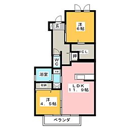 フェリチータ 2LDKの間取図画像