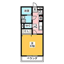 アートフォレスト 1Kの間取図画像