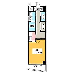 プルミエアムール 1Kの間取図画像