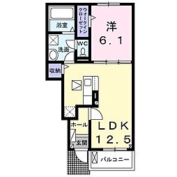 ラ・ヴィヴェール 1LDKの間取図画像