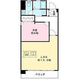 コーポはやしB 1LDKの間取図画像
