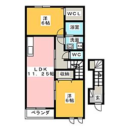 ダッフィー 2LDKの間取図画像