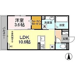 D-ROOM六条福寿町 1LDKの間取図画像