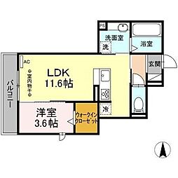 D-ROOM六条福寿町 1LDKの間取図画像