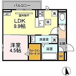 FIELDEN 1LDKの間取図画像