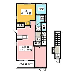 ハーベスト3 1LDKの間取図画像