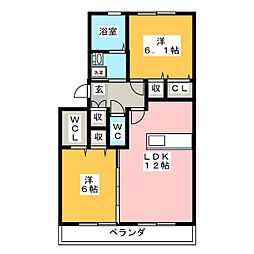 サンライズガーデン 2LDKの間取図画像