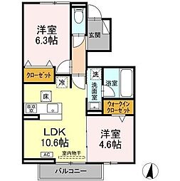 モンシャトー岐南II 2LDKの間取図画像