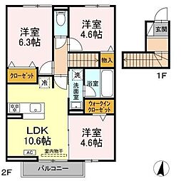 モンシャトー岐南II 3LDKの間取図画像