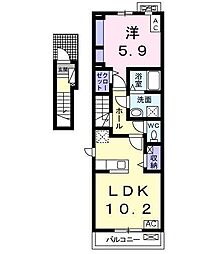 茜ハイツ 1LDKの間取図画像