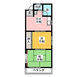 ハピネスイトウ 2DKの間取図画像