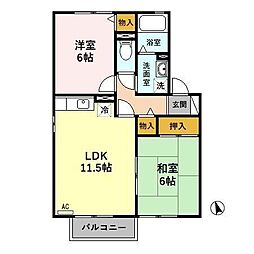 クレセントヴィラ日置江 2LDKの間取図画像