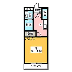アシューレ 1Kの間取図画像