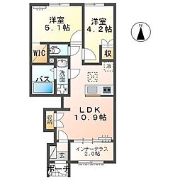 羽島郡笠松町中野アパート 2LDKの間取図画像