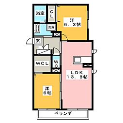 シャーメゾンシュヴァル 2LDKの間取図画像