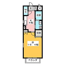 ウィングコート 1Kの間取図画像