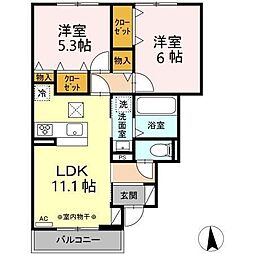 NobleUSA 2LDKの間取図画像