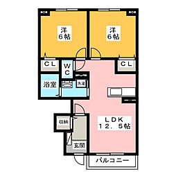 フェリーチェ2 2LDKの間取図画像