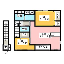 ラシュラン 2LDKの間取図画像