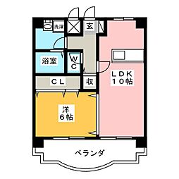 CARNA六条 1LDKの間取図画像