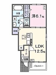 羽島郡笠松町北及アパート 1LDKの間取図画像