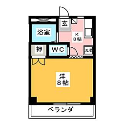 シャトルアイ 1Kの間取図画像
